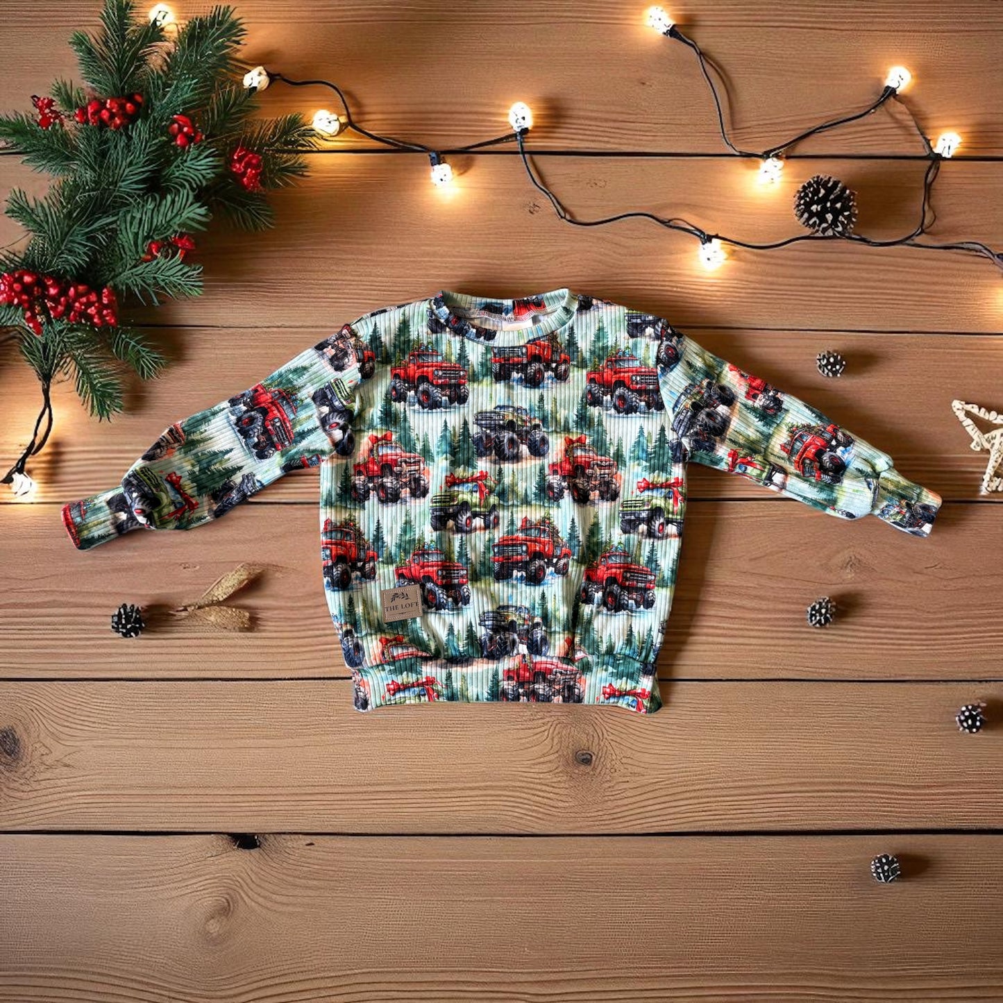 Crewneck Christmas Monster Truck Sweater
